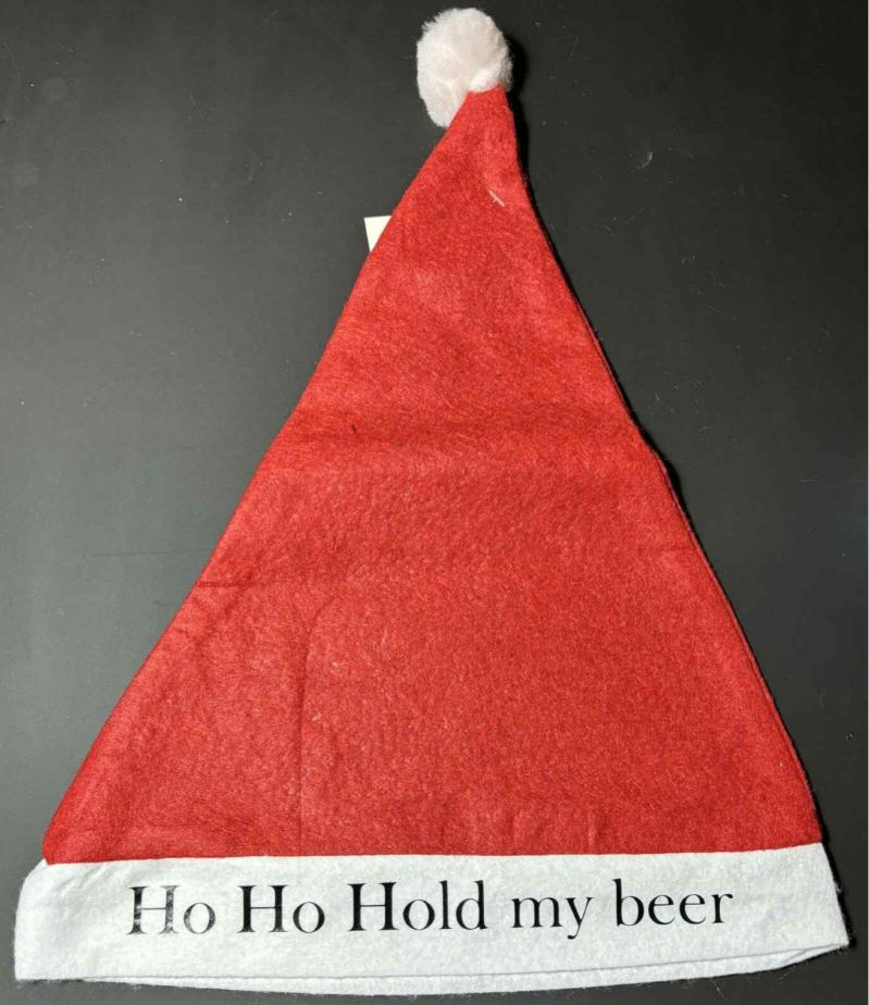 Bedrukte Kerstmuts "Ho Ho Hold my beer"